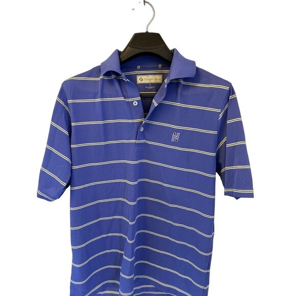 DONALD ROSS Polo Shirt Golf Purple Stripes Short Sleeve Size Small - Picture 2 of 9